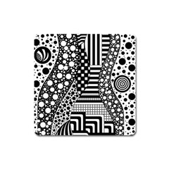 Black And White Square Magnet by gasi