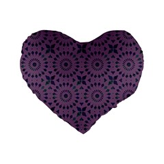 Kaleidoscope Scottish Violet Standard 16  Premium Flano Heart Shape Cushions by Mazipoodles