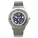 Colorful Funny Christmas Pattern Stainless Steel Watch Front