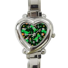 Christmas Funny Pattern Dinosaurs Heart Italian Charm Watch by Uceng