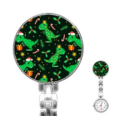 Christmas Funny Pattern Dinosaurs Stainless Steel Nurses Watch by Uceng