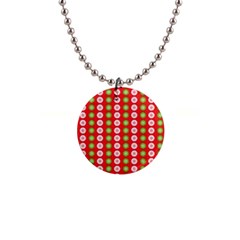 Festive Pattern Christmas Holiday 1  Button Necklace by Ravend