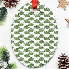 Funny Frog Cartoon Drawing Motif Pattern Oval Ornament (two Sides) by dflcprintsclothing