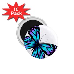 Blue And Pink Butterfly Illustration, Monarch Butterfly Cartoon Blue, Cartoon Blue Butterfly Free Pn 1 75  Magnets (10 Pack)  by asedoi