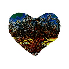 Colorful Verona Olive Tree Standard 16  Premium Heart Shape Cushions by ConteMonfrey