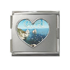 Capri, Italy Vintage Island  Mega Link Heart Italian Charm (18mm) by ConteMonfrey