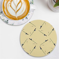 Fishing Rods Pattern Brown Uv Print Round Tile Coaster by TetiBright