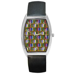 Books On A Shelf Barrel Style Metal Watch by TetiBright