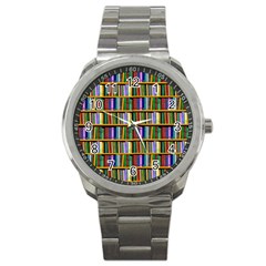 Books On A Shelf Sport Metal Watch by TetiBright