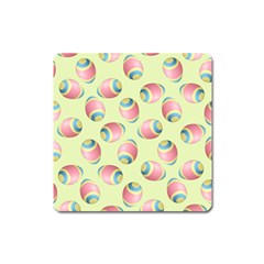 Colorful Easter Eggs Pattern Green Square Magnet by TetiBright