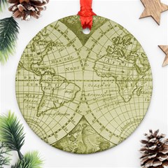 Vintage Mapa Mundi  Round Ornament (two Sides) by ConteMonfrey