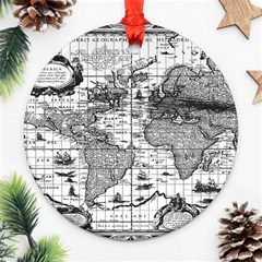 Antique Mapa Mundi Revisited Ornament (round) by ConteMonfrey