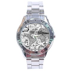 Antique Mapa Mundi Revisited Stainless Steel Analogue Watch by ConteMonfrey