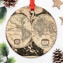 World Map - Nova Delineatio Totius Orbis Terrarum -  1659-1733 Round Ornament (two Sides) by ConteMonfrey