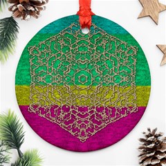 Rainbow Landscape With A Beautiful Silver Star So Decorative Ornament (round) by pepitasart