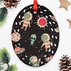 Space Pattern Cartoon Oval Filigree Ornament (two Sides)