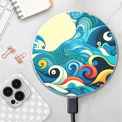 Waves Ocean Sea Abstract Whimsical (2) Wireless Charger by Jancukart