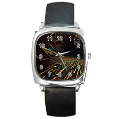 Data Technology Coding Pattern Square Metal Watch