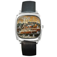 Art Boats Garda, Italy  Square Metal Watch by ConteMonfrey