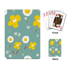 Daisy Flowers Yellow White Brown Sage Green  Playing Cards Single Design (rectangle) by Mazipoodles