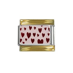 Valentine Day Heart Love Pattern Gold Trim Italian Charm (9mm) by artworkshop