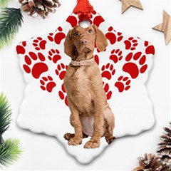 Vizsla Gifts T- Shirt Cool Vizsla Valentine Heart Paw Vizsla Dog Lover Valentine Costume T- Shirt Snowflake Ornament (two Sides) by maxcute