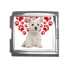 West Highland White Terrier Gift T- Shirt Cute West Highland White Terrier Valentine Heart Paw West Mega Link Italian Charm (18mm) by maxcute