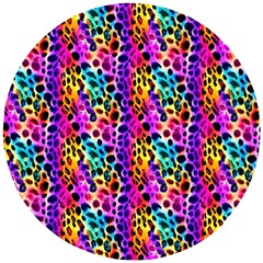 Rainbow Leopard Wooden Puzzle Round by DinkovaArt