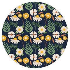 Flower Grey Pattern Floral Round Trivet