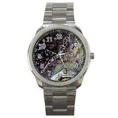 Black Marble Abstract Pattern Texture Sport Metal Watch