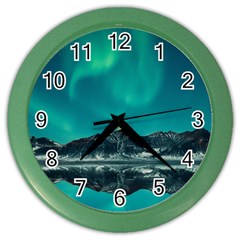 Blue And Green Sky And Mountain Color Wall Clock