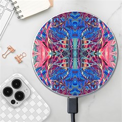 Cobalt Arabesque Wireless Fast Charger(white) by kaleidomarblingart