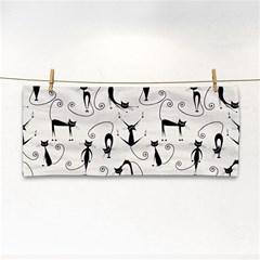 Pattern Cats Black Feline Kitten Hand Towel by Ravend