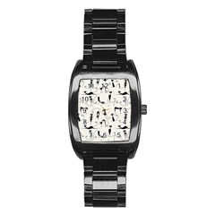 Pattern Cats Black Feline Kitten Stainless Steel Barrel Watch by Ravend