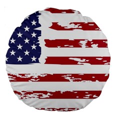 America Unite Stated Red Background Us Flags Large 18  Premium Round Cushions