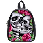 Black Skulls Red Roses School Bag (Small) Front