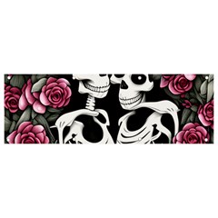 Black And White Rose Sugar Skull Banner And Sign 9  X 3  by GardenOfOphir