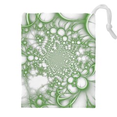 Green Abstract Fractal Background Texture Drawstring Pouch (5xl) by Ravend