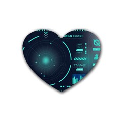 Sci Fi Computer Screen Rubber Coaster (heart) by Uceng