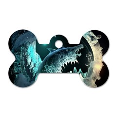 Sculpture Dinosaur Shark Frozen Winter Fantasy Dog Tag Bone (two Sides) by Ravend