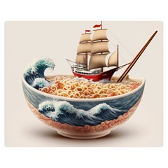 Ai Generated Noodles Pirate Chinese Food Food One Side Premium Plush Fleece Blanket (medium)