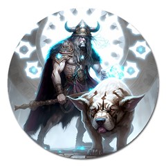 Ai Generated Viking God Fantasy Dog Norse Man Magnet 5  (round) by danenraven