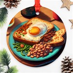 Ai Generated Breakfast Egg Beans Toast Plate Ornament (Round) Front