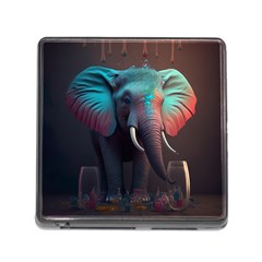 Ai Generated Elephant Tusks Trunk Wildlife Africa Memory Card Reader (square 5 Slot) by danenraven