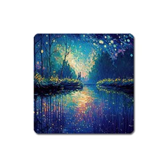 Oil Painting Night Scenery Fantasy Square Magnet by Ravend