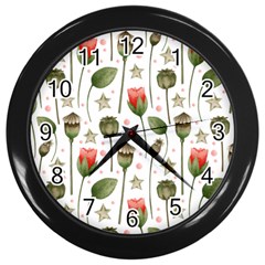 Poppies Red Poppies Red Flowers Wall Clock (black) by Ravend