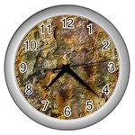 Rusty Orange Abstract Surface Wall Clock (Silver) Front