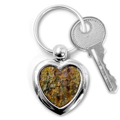 Rusty Orange Abstract Surface Key Chain (heart) by dflcprintsclothing