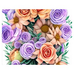 Cheerful And Captivating Watercolor Flowers One Side Premium Plush Fleece Blanket (medium)