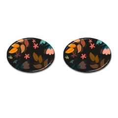 Flowers Leaves Background Floral Plants Foliage Cufflinks (oval) by Ravend